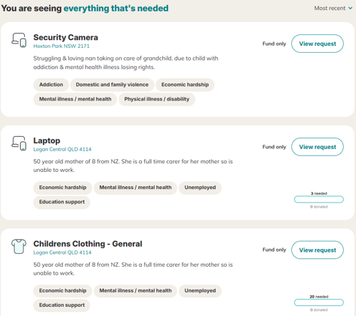 screenshot of how to school supplies donations needed