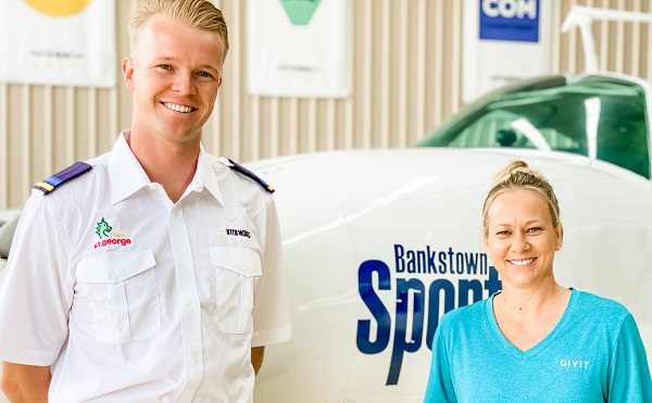 Engagement Officer Kirsty with volunteer pilot Brock